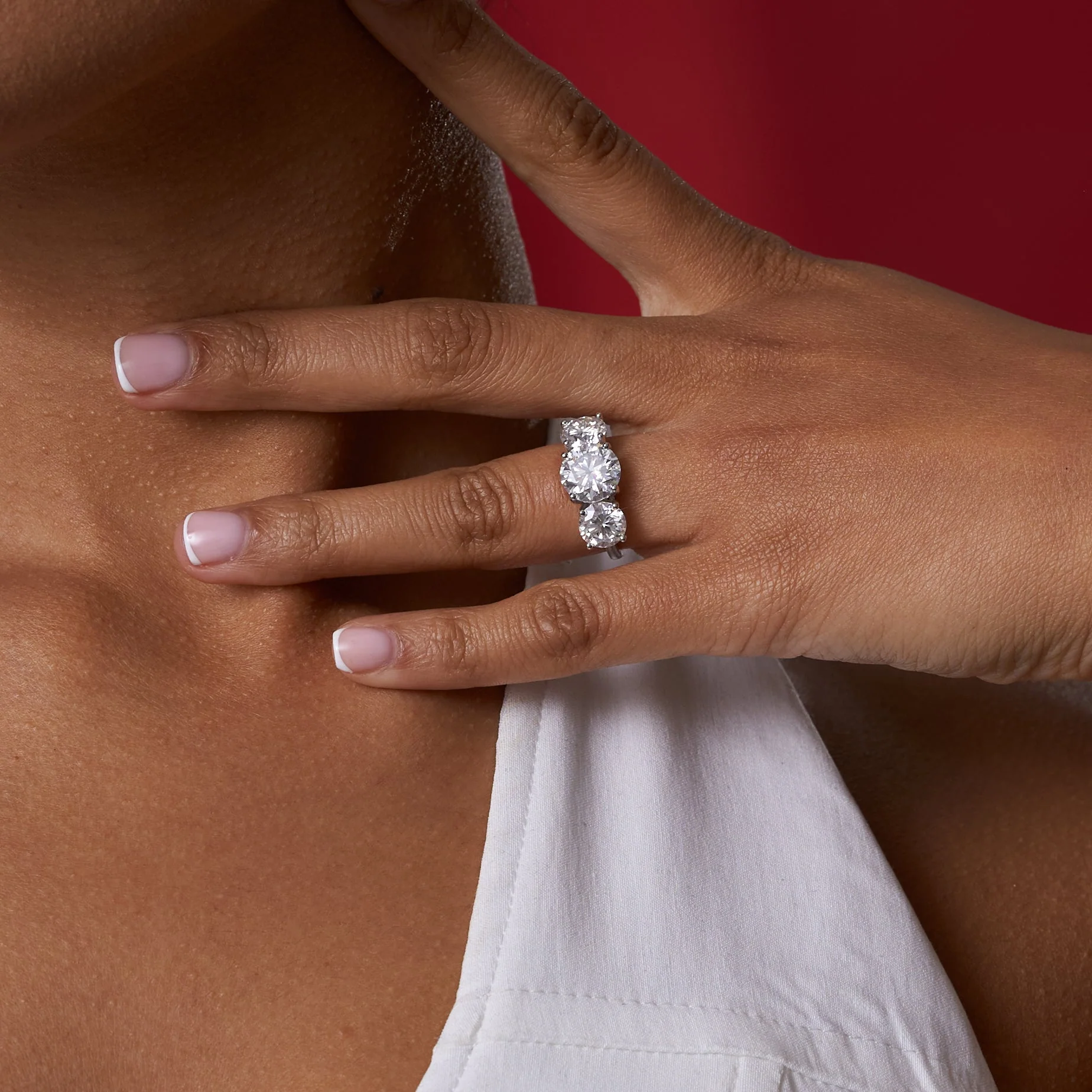 Three Stone Moissanite Engagement Ring - Image 11