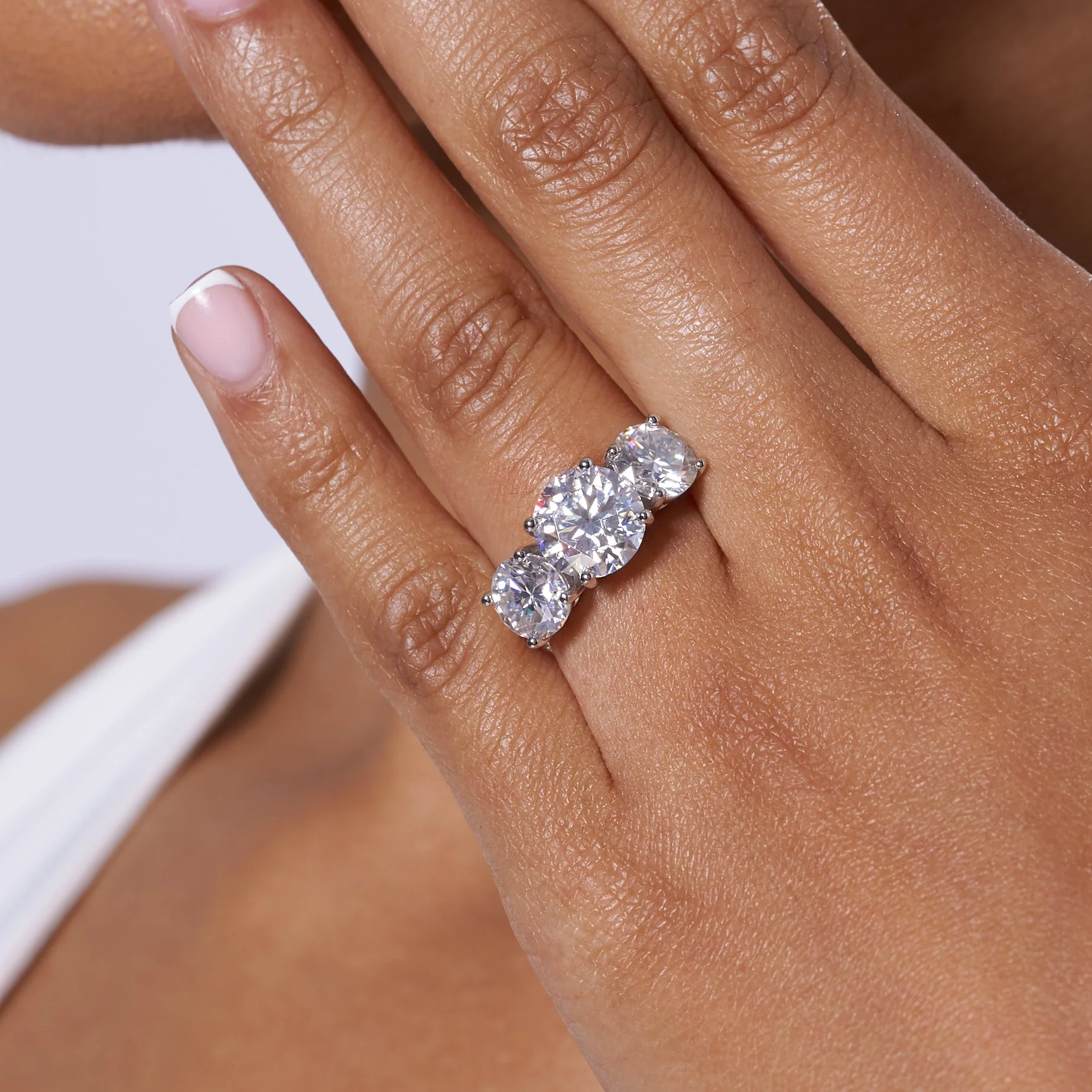 Three Stone Moissanite Engagement Ring - Image 3