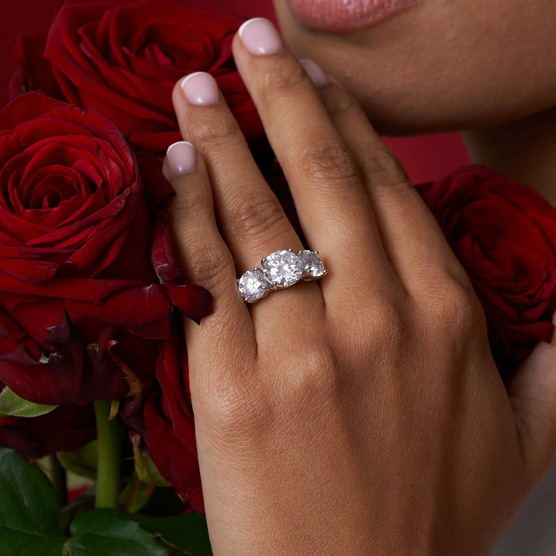 Three Stone Moissanite Engagement Ring - Image 5